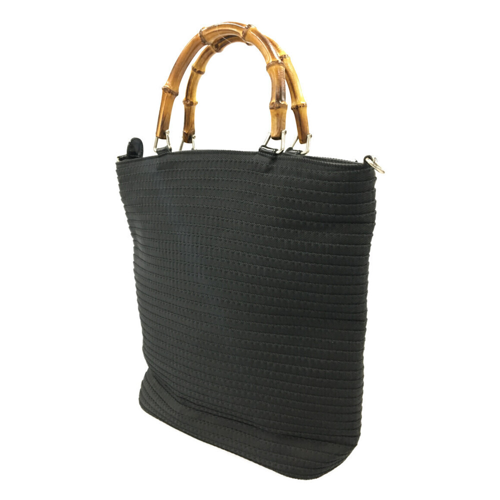 Gucci bag ribbed leather tote Black Bamboo